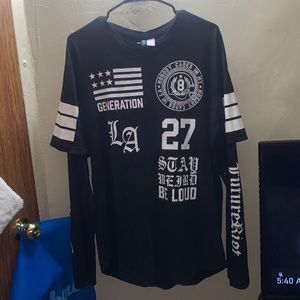 H&M medium black-and-white logo long sleeve T-shirt shirt